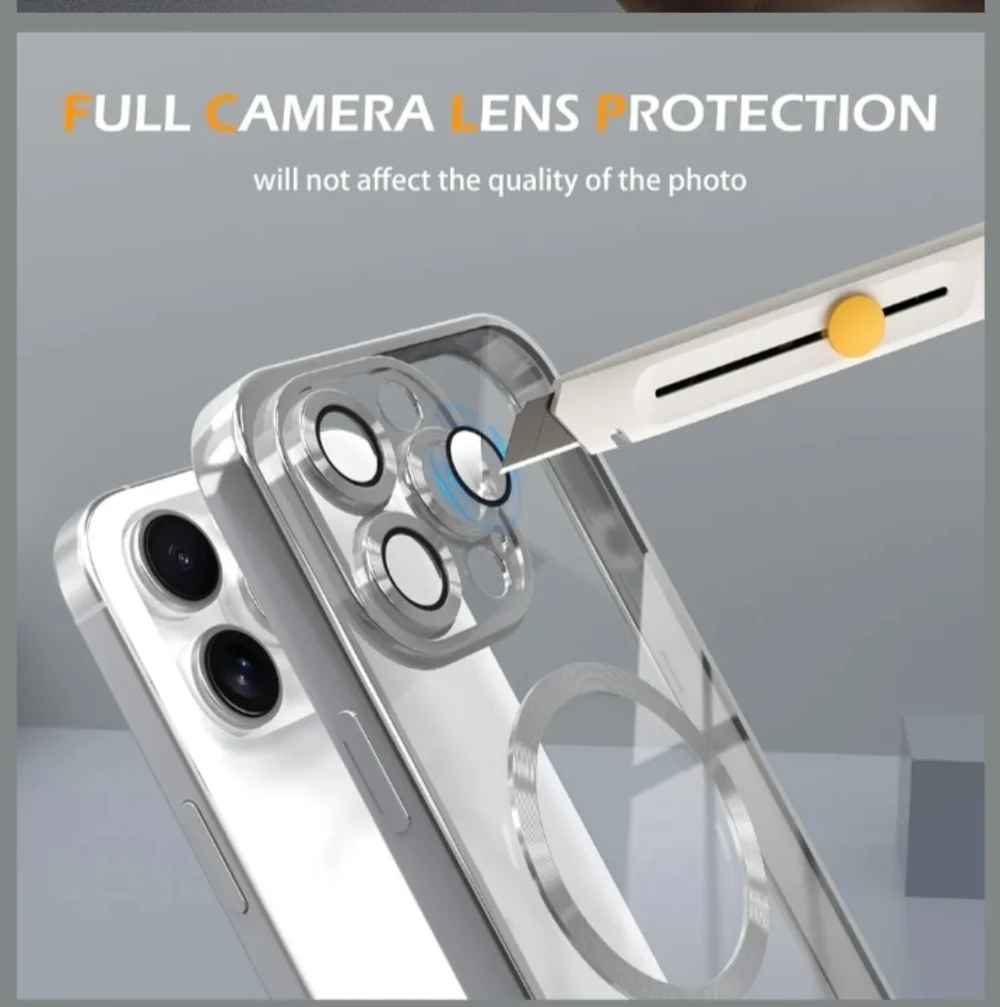 Apple iPhone Case with MagSafe - Silver and Clear